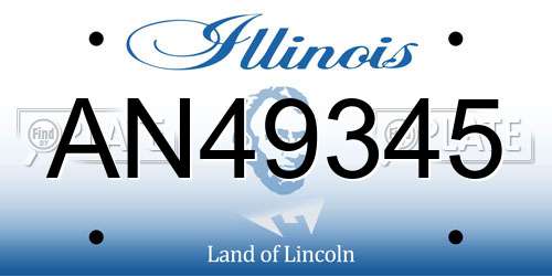 AN49345 Illinois License Plate