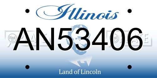 AN53406 Illinois License Plate