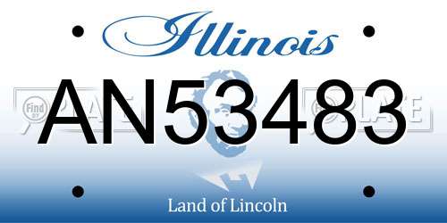 AN53483 Illinois License Plate