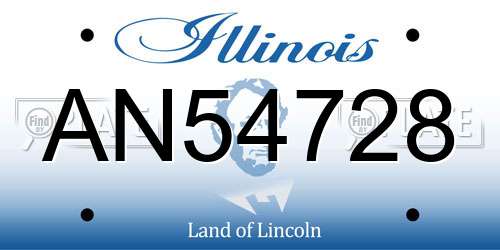 AN54728 Illinois License Plate