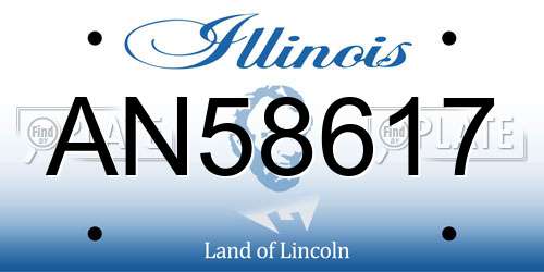 AN58617 Illinois License Plate