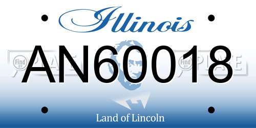 AN60018 Illinois License Plate