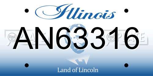 AN63316 Illinois License Plate