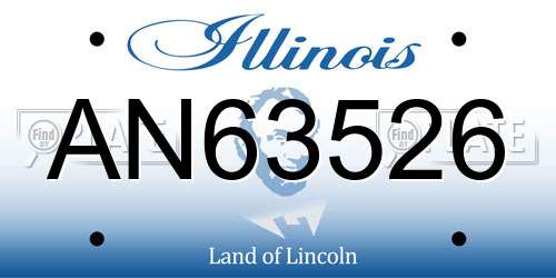 AN63526 Illinois License Plate