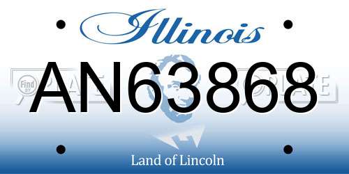 AN63868 Illinois License Plate