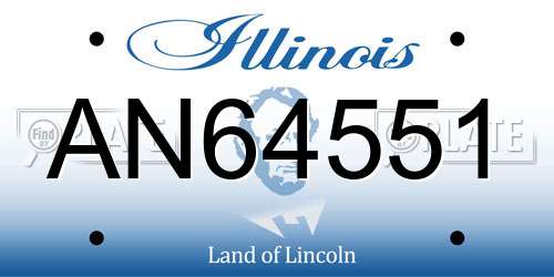 AN64551 Illinois License Plate