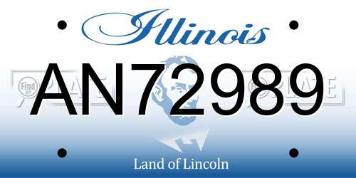AN72989 Illinois License Plate