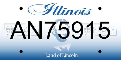 AN75915 Illinois License Plate