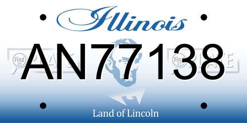 AN77138 Illinois License Plate