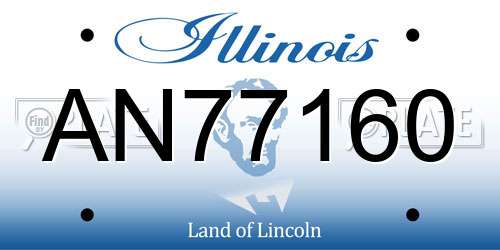 AN77160 Illinois License Plate