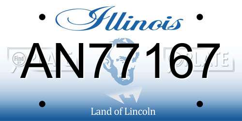 AN77167 Illinois License Plate