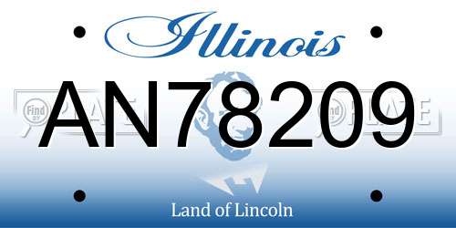AN78209 Illinois License Plate