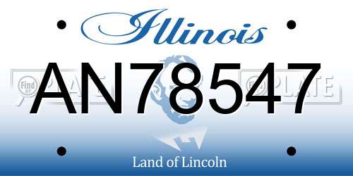 AN78547 Illinois License Plate