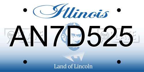 AN7D525 Illinois License Plate