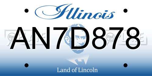AN7D878 Illinois License Plate