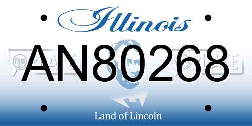 AN80268 Illinois License Plate