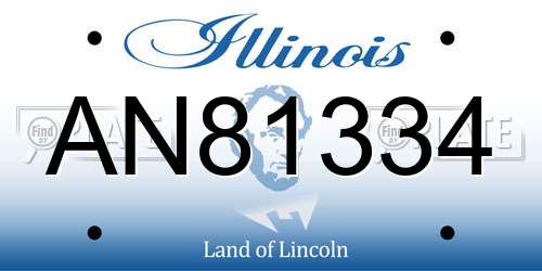 AN81334 Illinois License Plate