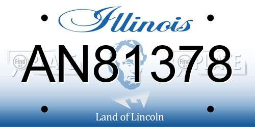 AN81378 Illinois License Plate