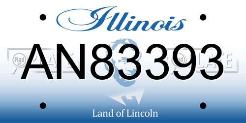 AN83393 Illinois License Plate