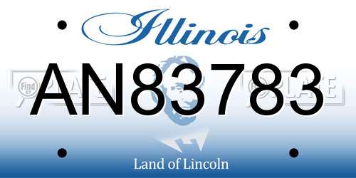 AN83783 Illinois License Plate