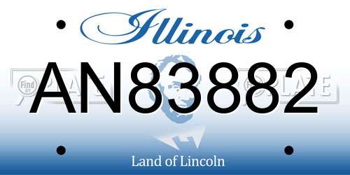 AN83882 Illinois License Plate