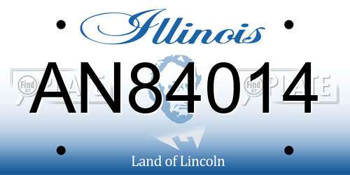 AN84014 Illinois License Plate