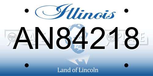 AN84218 Illinois License Plate
