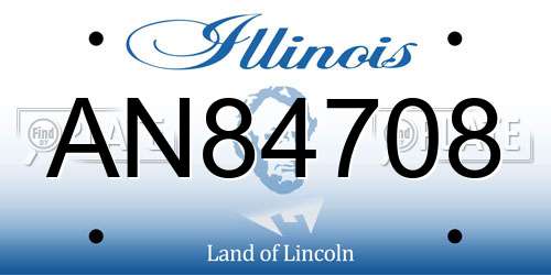 AN84708 Illinois License Plate