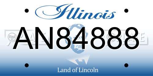 AN84888 Illinois License Plate
