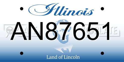 AN87651 Illinois License Plate