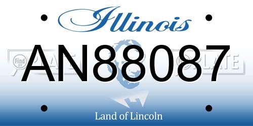 AN88087 Illinois License Plate