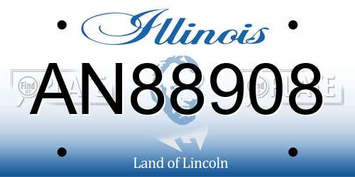 AN88908 Illinois License Plate