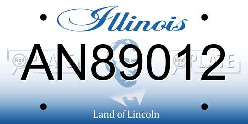 AN89012 Illinois License Plate