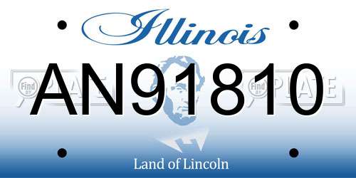 AN91810 Illinois License Plate