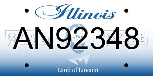 AN92348 Illinois License Plate