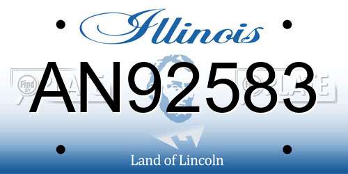 AN92583 Illinois License Plate