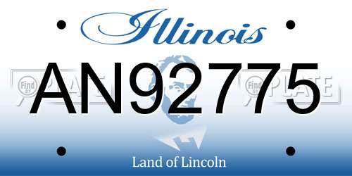 AN92775 Illinois License Plate