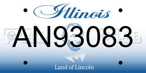 AN93083 Illinois License Plate