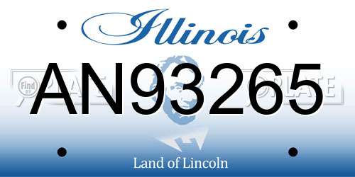 AN93265 Illinois License Plate