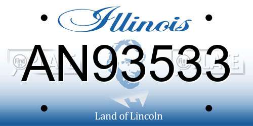 AN93533 Illinois License Plate