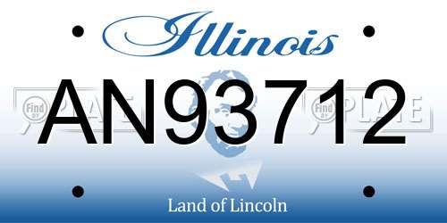 AN93712 Illinois License Plate