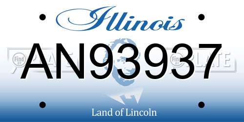 AN93937 Illinois License Plate