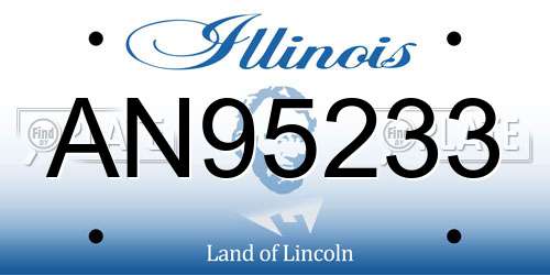 AN95233 Illinois License Plate