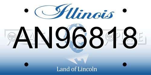 AN96818 Illinois License Plate