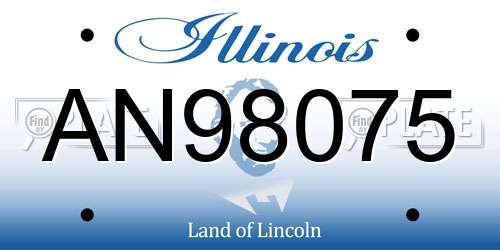 AN98075 Illinois License Plate