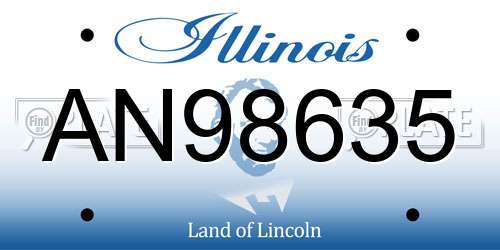 AN98635 Illinois License Plate