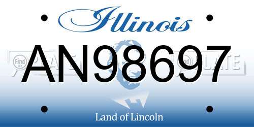 AN98697 Illinois License Plate