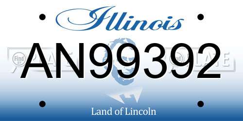 AN99392 Illinois License Plate
