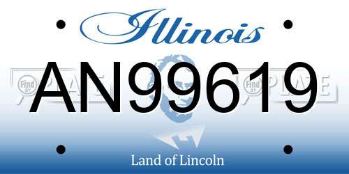 AN99619 Illinois License Plate
