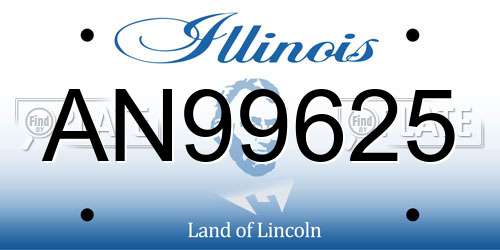 AN99625 Illinois License Plate